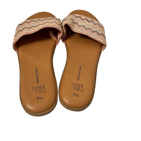 Time and Tru Embellished pink Band Flat Slide Sandal Size 7.5 - Picture 6 of 9